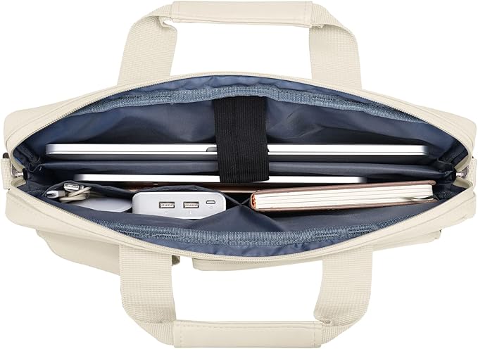 MOSISO Laptop Shoulder Bag 15.6 inch, 15-15.6 inch Computer Bag Compatible with MacBook Pro 16 inch, HP, Dell, Lenovo, Notebook with 2 Raised&1 Flapover&1 Horizontal Pocket&Handle&Belt, Sand