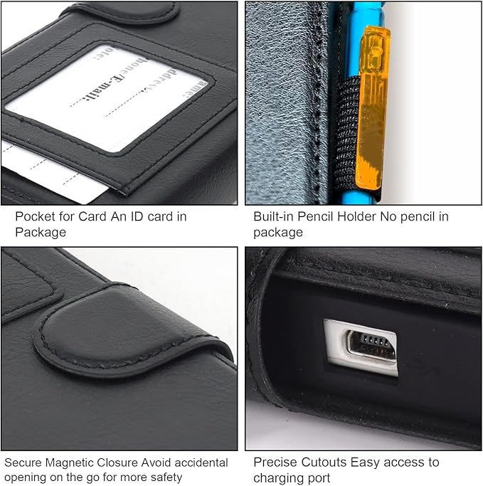 YouKnow PU Leather Protective Case Compatible with Texas Instruments TI-84 Plus CE Color Graphing Calculator with ID Card Slot (Only Case) (Black)