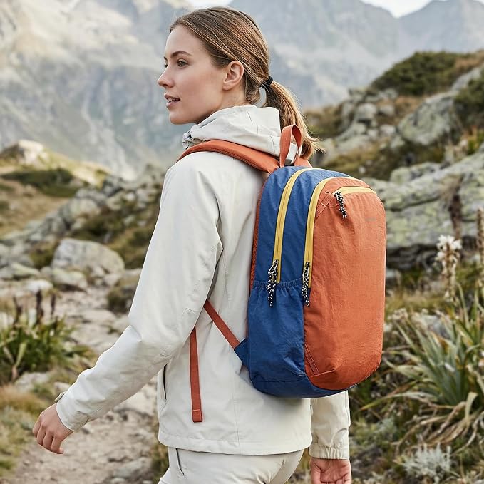 G4Free 15L Hiking Backpack Lightweight Small Daypack for Women Men | Padded Back&Strap, with Chest Strap, for Travel Outdoor Campus, Orange