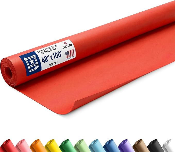 Red Construction Paper Roll 48" x 100 ft – Made in USA – 48" Bulletin Board Paper for Classroom & School, Teachers & Kids
