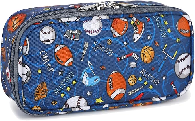 FlowFly Large Capacity Pencil Case for Kids, Boys & Girls – Zippered Multi-Functional Pen Pouch, Soft & Portable Pencil Bag for School, Teens, Students, Football