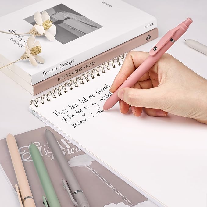 Sooez Gel Pens, 12 Pcs 0.7mm Black Ink Pens, Quick Dry Medium Point | Smooth Writing Pens, Retractable Cute Pens for Journaling Note Taking, Fancy Pen Set Gifts for School Office Women