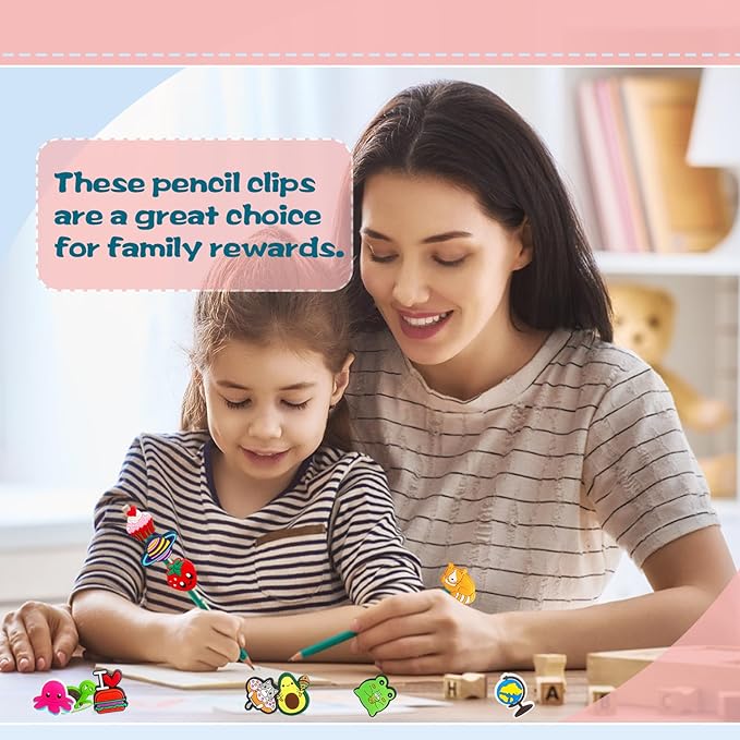 Zddaoole 45 Pcs Pencil Topper Decorations,Different Cute Pencil Clips,Lovely Pencil Accessories,Bulk Pen Toppers Charm for Kids Students School Gifts,Prize,Reward