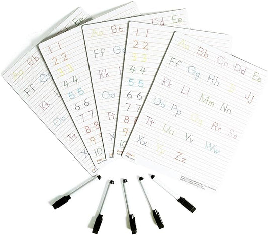 5 PCs Dry Erase Alphabet Tracing Boards: Letter and Numbers Handwriting Practice for Kids Learning, Reusable Boards for Kindergarten and Preschool