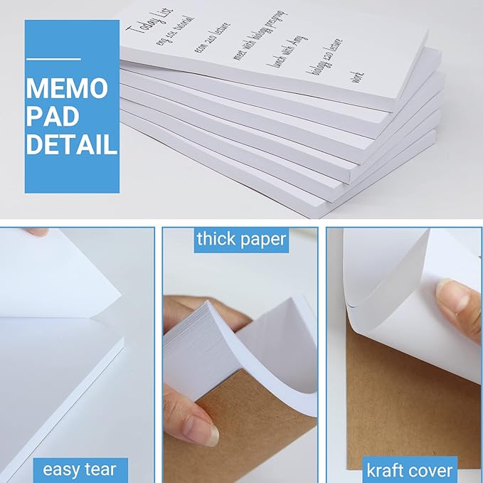 zmybcpack 10 Pack Memo Pads 5.5x8.5 Inch, White Note Pads -Scratch Pads - Writing pads, 100 Sheets Each Pad
