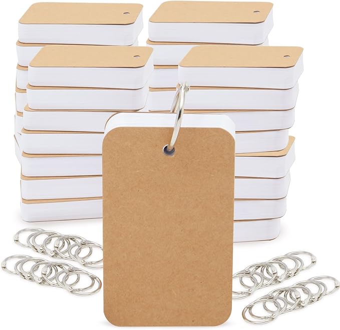 Juvale 32 Pack Blank Flash Cards with Rings for Studying with 50 Sheets Each, 250gsm Index Notecards (2.2 x 3.5 in)