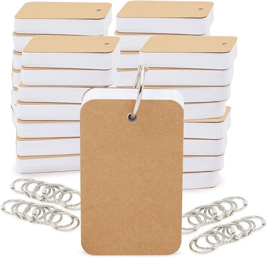 Juvale 32 Pack Blank Flash Cards with Rings for Studying with 50 Sheets Each, 250gsm Index Notecards (2.2 x 3.5 in)