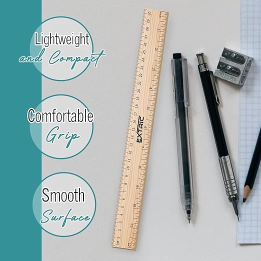 Rulers 12 Inch, Rulers Bulk for Classroom – Wooden Ruler for Kids 10 Pack Great for School, Classroom, Imperial and Metric Measurements for Office and Home