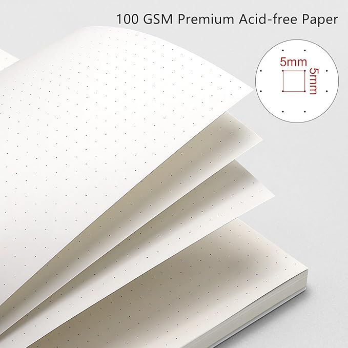 RETTACY Dotted Journal Notebook, 3-Pack, 160 Pages per Pack, A5 Medium Size (5.7'' × 8.3''), 100 GSM Thick Paper, Spiral-bound, Flexible Plastic Cover, for Journaling, Planning, Tracking
