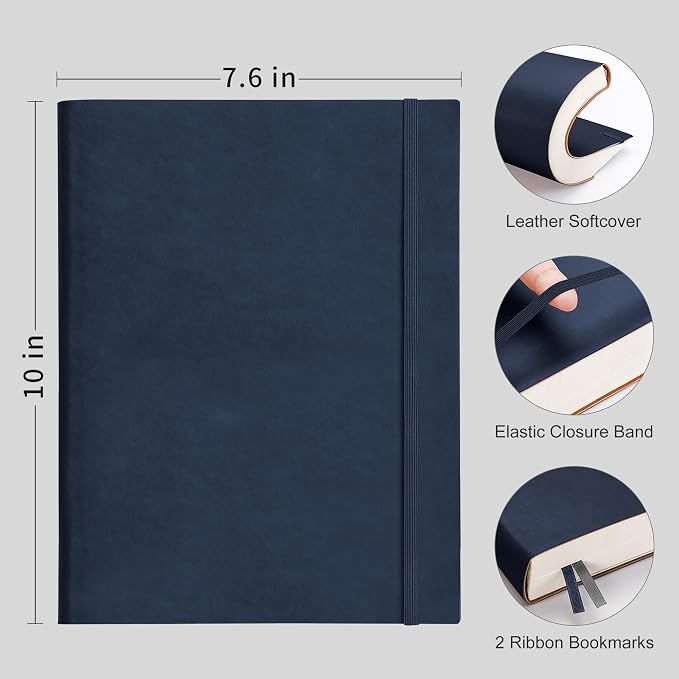 RETTACY Lined Journal Notebook, 204 Numbered Pages per Pack, B5 7.6" × 10"