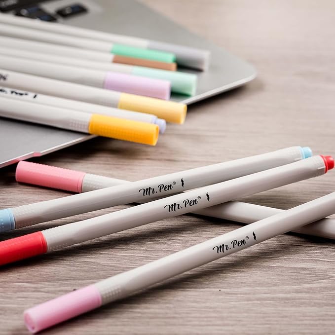 Mr. Pen- Fineliner Pastel Pens, 12 Pack, Pastel Colors, No Bleed Fine Point Pen, No Smudge Fine Tip Markers, Bible / Journal Pens, Drawing / Note Taking Pen