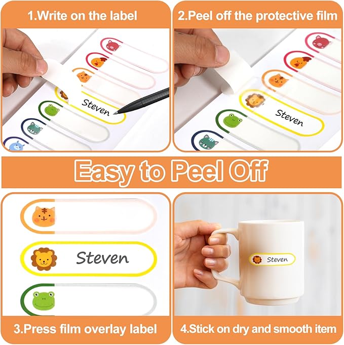 Name Label Stickers for Kids Toddlers School Stuff Supplies & Daycare Baby Bottles, Waterproof and Washable Back to School Name Labels - Easy Peel and Stick,Pack of 136.
