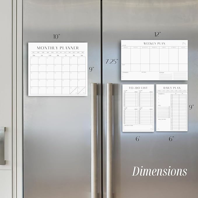Magnetic Dry Erase Planner System for Fridge – Reusable Daily Weekly Monthly Calendar Set with Time Blocking, Task & Productivity Planner