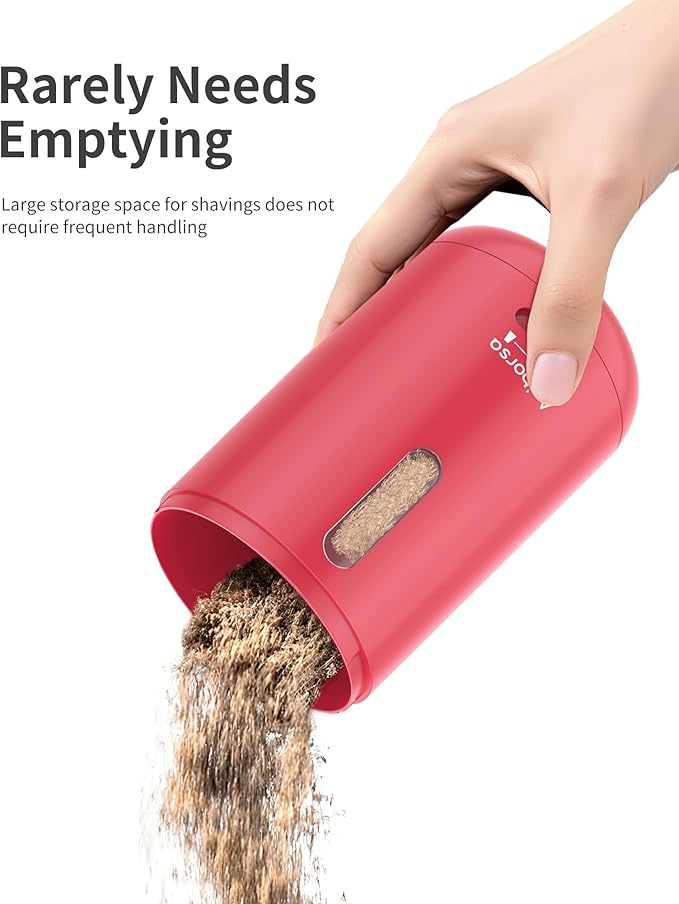 Automatic Electric Pencil Sharpener - Auto Feed, Auto Stop & Auto Eject, Rechargeable for Classroom, Home, School, Office, Rose Red