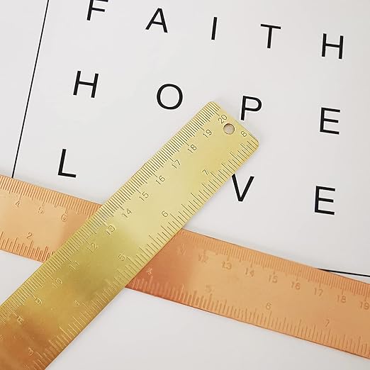 8 Inch Brass Ruler, Ideal for Carpenters, Sewers, Students, Modern Design, Solid Brass Construction
