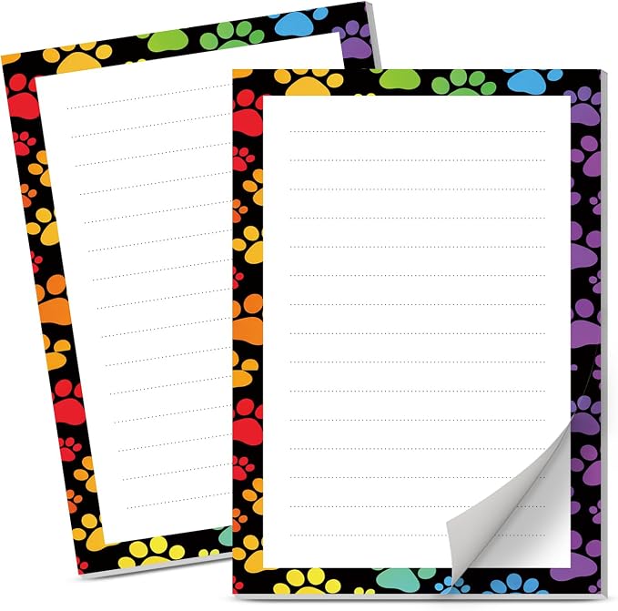Lined Sticky Notes 4x6 in, 2 Pack Large Cute Notepads with Lines Self-Stick Note Pad, Funny Memo Pads Strong Adhesive for Office, Home Colorful Funny Dog Paws