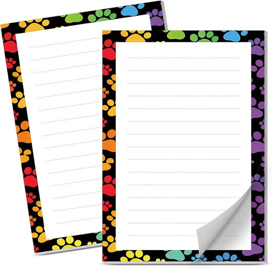 Lined Sticky Notes 4x6 in, 2 Pack Large Cute Notepads with Lines Self-Stick Note Pad, Funny Memo Pads Strong Adhesive for Office, Home Colorful Funny Dog Paws