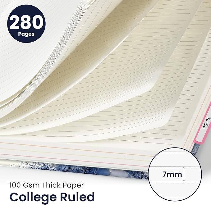 Taja Large Spiral Notebooks for Work 5 Subject with Removable Dividers