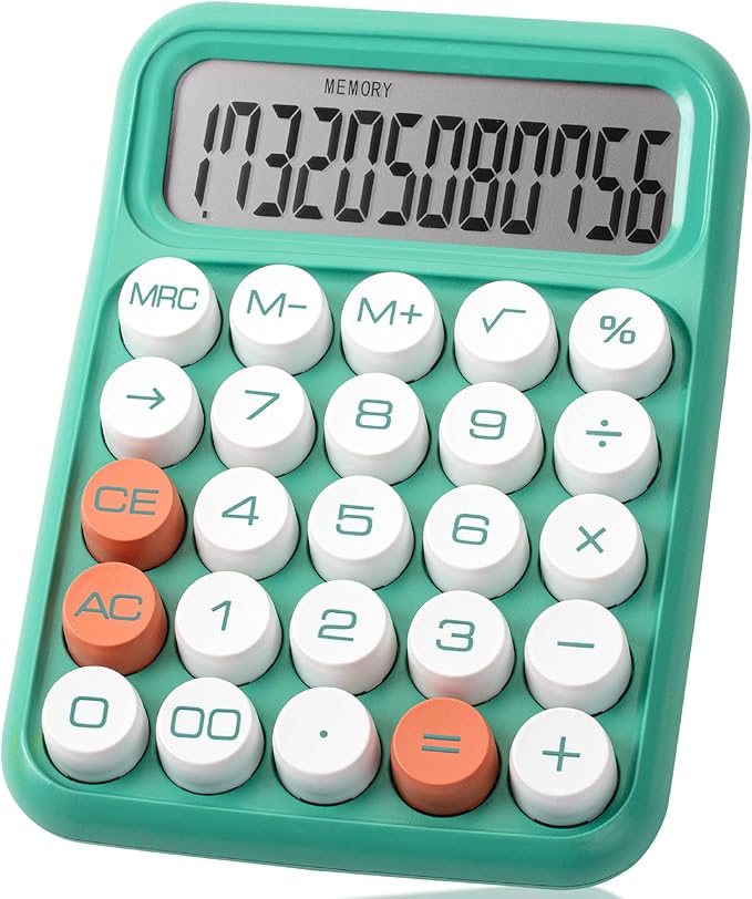 Mr. Pen- Mechanical Switch Calculator, 12 Digit Large LCD Display, Earthy Green with Big Buttons, Mechanical Switch Calculator for Home, School, Office