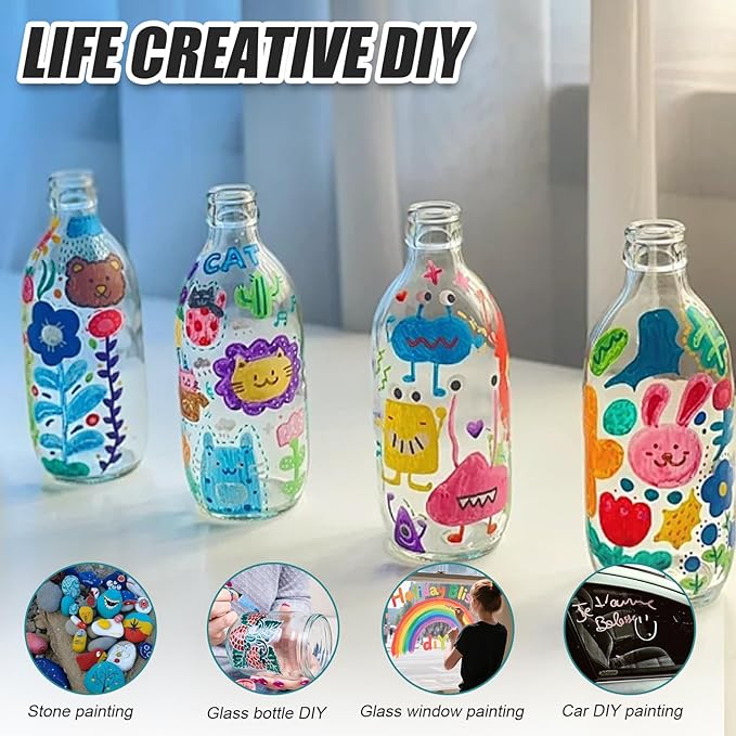 MAGXCENE Window Chalk Markers for Cars, Liquid Chalk Marker Pens for Glass, Wet Erase Marker for Blackboards Washable Car Window Paint Markers Pen for Auto, Mirror, 10mm 8 Color