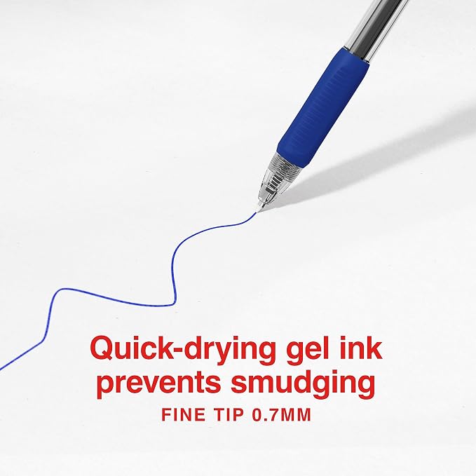 STAPLES ProGel™ Retractable Gel Pen, Fine Point, 0.7mm, Blue Ink, 2/Pack