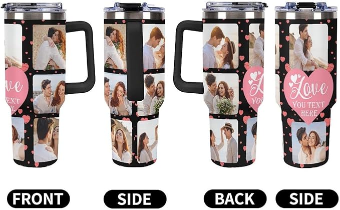 Personalized Tumbler Custom Vacuum Insulated Travel Mug Customizable Coffee Cup with Your Photos and Text Christmas Birthday Gift (40oz Design 4)