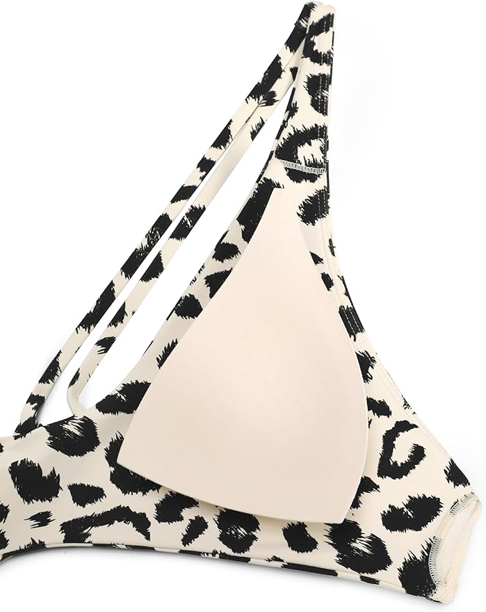 CRZ YOGA Twist Front Bikini Tops for Women - Padded V Neck Criss Cross Back Triangle Sexy Swim Bathing Suit