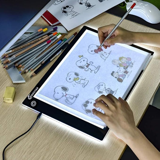 XIAOSTAR Light Box Drawing Pad, 12000 Lux LED Tracing Board A4, USB Powered (Not Rechargeable) PMMA Panel, Adjustable Brightness for Diamond Painting, Sketching, Animation, X-Ray–Includes Accessories