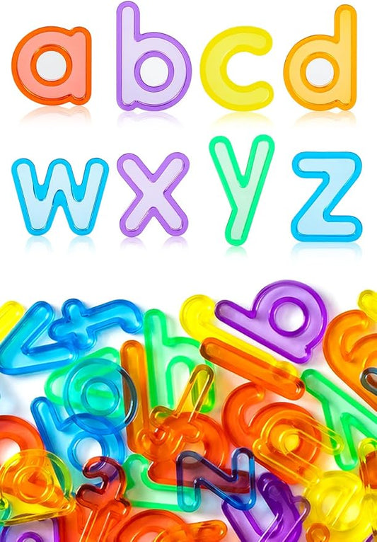 78 Pcs Translucent Lowercase Letters - Plastic Alphabet Letters - Light Table Play and Early Learning Manipulatives