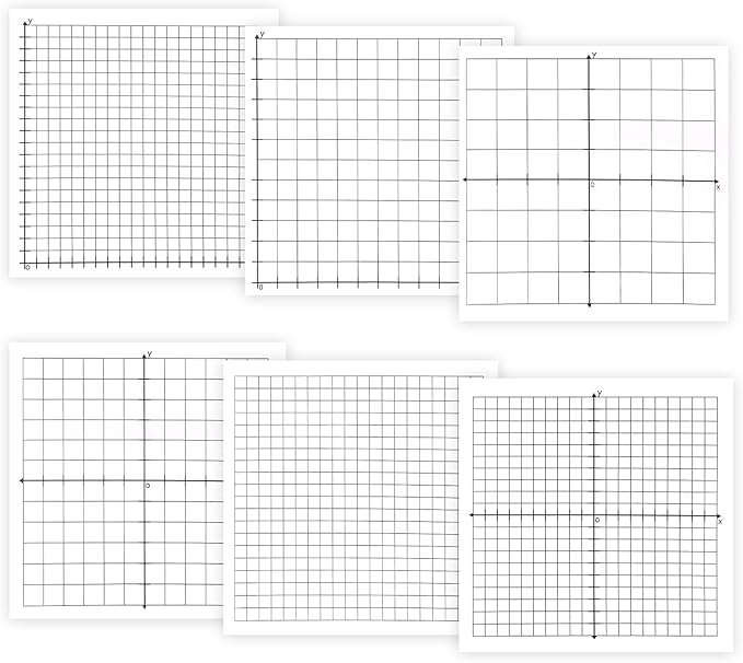 6 Packs Graph Paper Sticky Notes 300 Sheets 3 x 3 Inch Mini Graph Pads 20 x 20 Four Quadrant X Y Axis Coordinate Plane Post It Adhesive Grid Sticky Notes for Office School Math Supplies（6style）