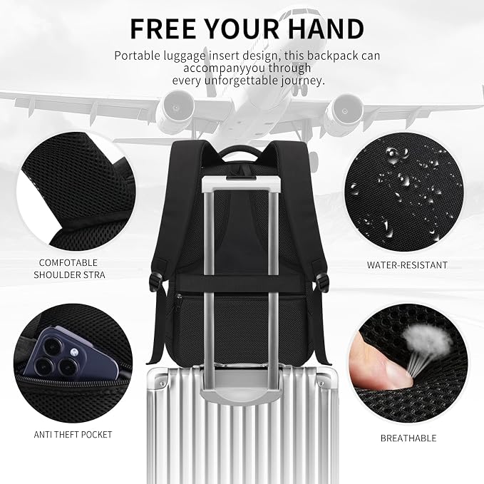 School Backpack for Boys Girls Teens, Black Backpack for Men Women, 17.3 inch Laptop Back Pack with Reinforced Straps, Backpacks for School Business Work College Travel, College Book Bag, Bookbag