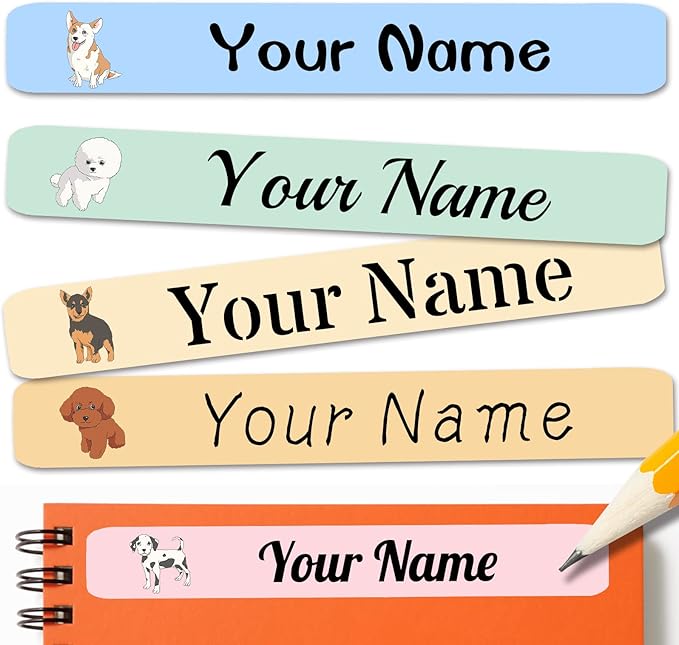120 PCS Personalized Labels for Kids，Custom Name Tag Stickers Labels Waterproof for School Supplies,Water Bottle,Lunch Box,Toys(2.3 x 0.4 in)