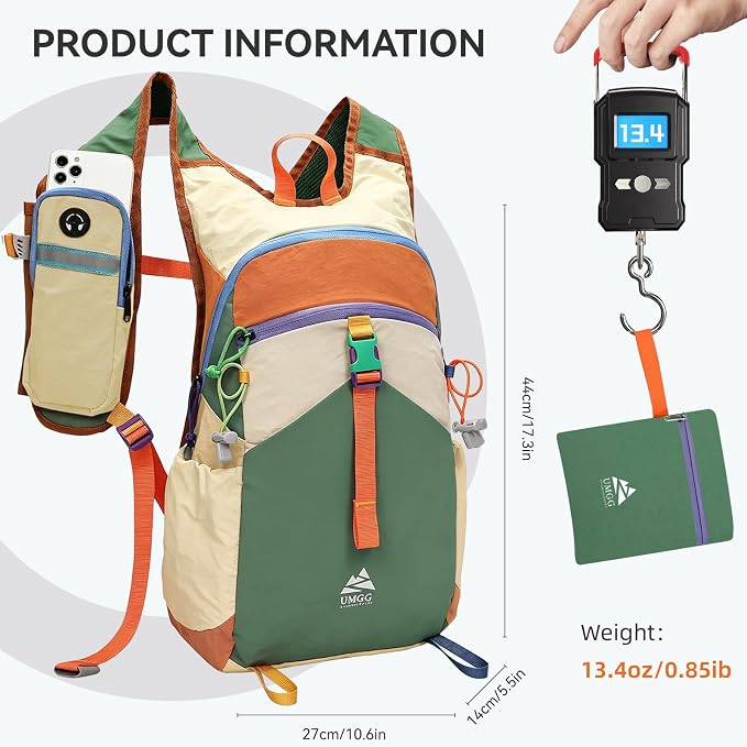 Small Hiking Backpack Travel Daypack 15L Colorful Lightweight Packable Foldable Casual Backpack for Women Men