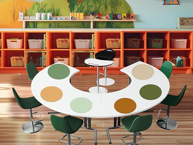 Lincia 12 Pcs 12 '' Dry Erase Dots for Classroom Table Classroom Decor Boho Colorful Stickers for Whiteboard Wall Decor Removable Dry Erase Circles for School Teacher Supplies(Nature Color)