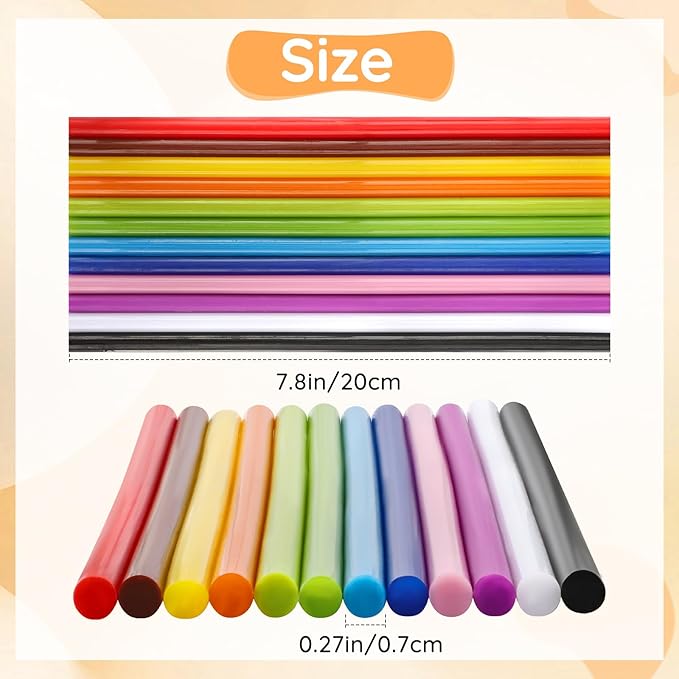 72 Pack Colored Hot Glue Sticks Bulk, 8 x 0.27in 12 Colors Hot Glue Sticks Mini for Hot Glue Gun, Wax Seal Stamp Crafting DIY Art Cards Decoration, Car Dent Repair