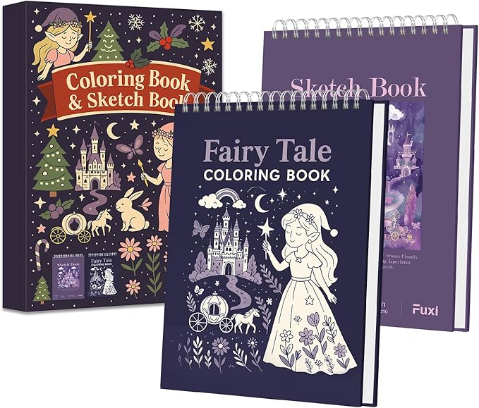 Fuxi Coloring Books for Ages 8-12 Girls, 50 Sheets (73lb/120gsm) Blank Paper Drawing Pad + 50 Designs Blank Paper for Coloring.