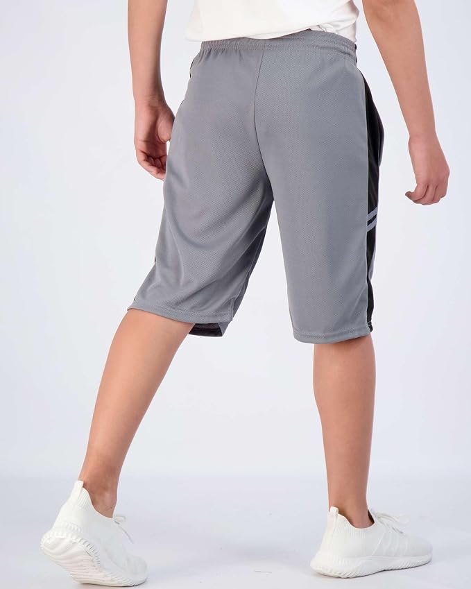 Real Essentials 5 Pack: Boys' Mesh Basketball Athletic Shorts with Pockets – Teen Kids Youth Quick Dry Soccer Running Gym