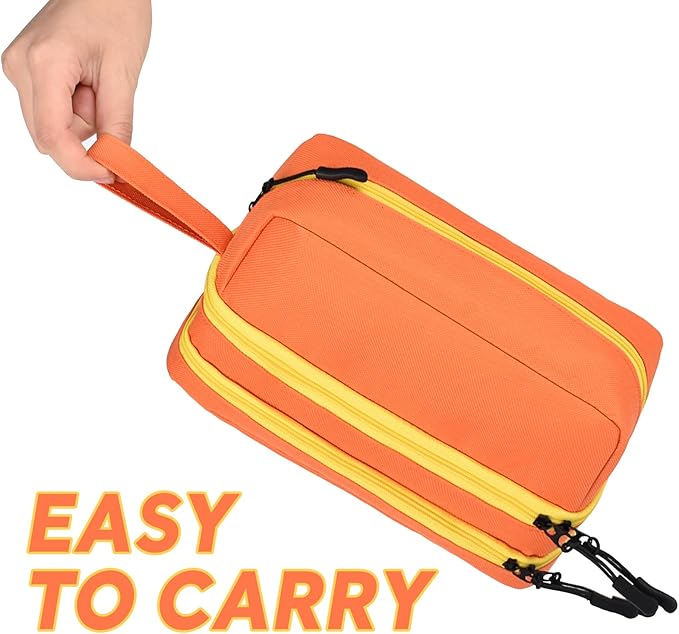 Genteen Large Capacity Pencil Case,Multifunction Pencil Pouch,Pencil Bags with Zipper 3 Compartments Pencil case organizer for or School Teen Girl Boy Men Women（Orange）