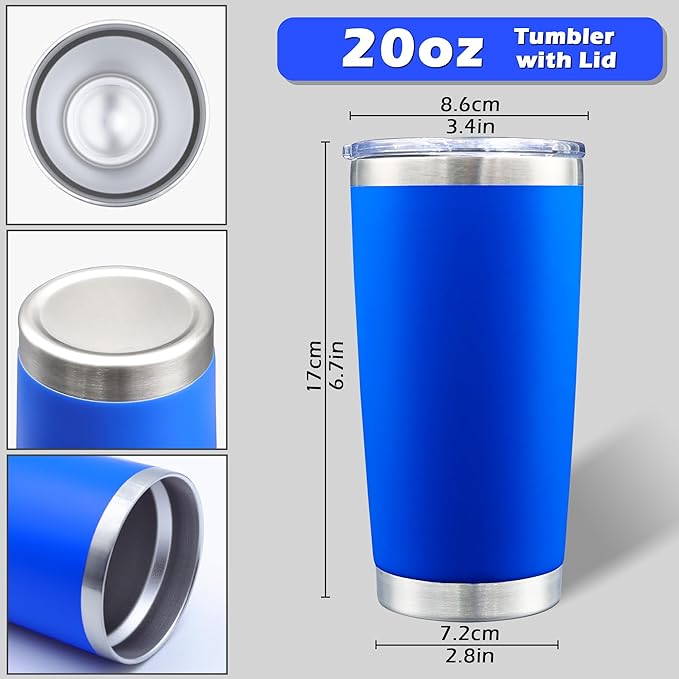 AIANJI 20oz Tumbler Bulk Stainless Steel Tumblers with Lid Vacuum Insulated Double Wall Travel Coffee Mug Powder Coated Tumbler Cup for Hot and Cold Drinks(Dark Blue, 12 pack)