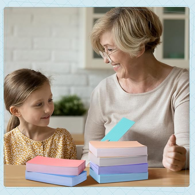 Ctosree 1440 Pcs Colored Index Cards 3 x 5 Inch Flash Cards for Studying Lined Study Note Sheets with Printed Ruled on Both Sides for Studying Memory Learning School, 12 Colors(Soft Color)