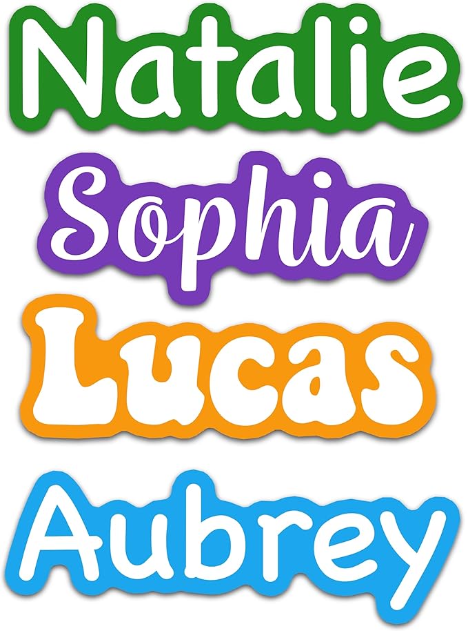Personalized Name Labels for Kids - Custom Waterproof Vinyl Name Stickers for Water Bottles, Tumblers, Cups, Bottles, Computers, Daycare, School and Camp (6 Labels)
