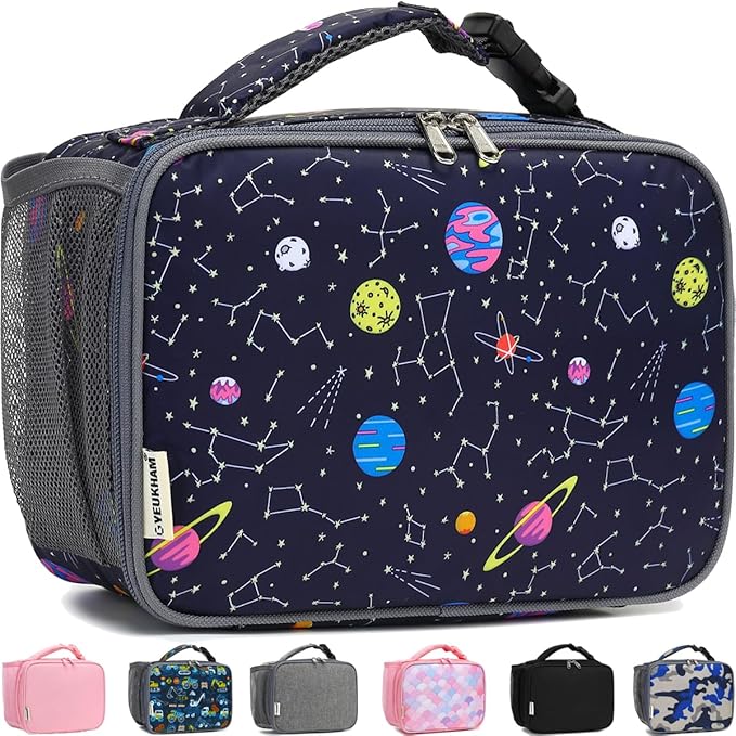 GYEUKHAM Insulated Lunch Box for School, Thermal Reusable Durable Freezable Lunch Bags for Kids Boys Girls Men Women - Small Soft Cooler Portable Lunch Tote Kit for Work Picnic Travel,Constellation