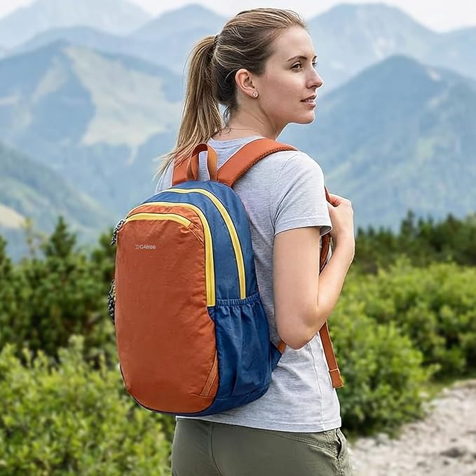 G4Free 15L Hiking Backpack Lightweight Small Daypack for Women Men | Padded Back&Strap, with Chest Strap, for Travel Outdoor Campus, Orange