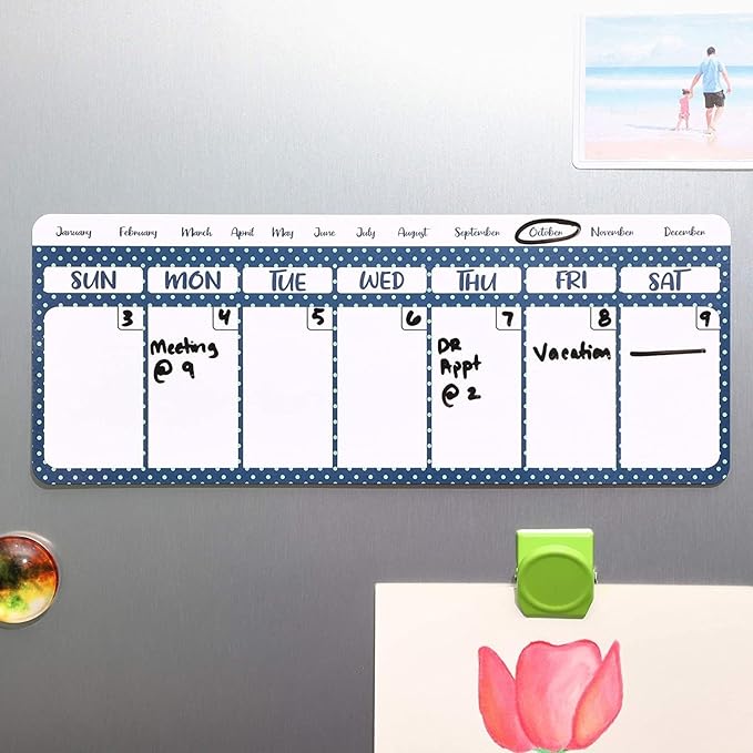 Juvale Dry Erase Weekly Calendar Magnet - Magnetic Calendar for Refrigerator - Dry Erase Weekly Planner - Desk Decor & Office Desk Accessories - 11"x 4.2", Pack of 4