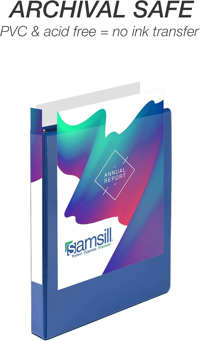 Samsill Durable 1 inch 3 Ring Binder, D Ring Binder, 100% Recycled Chipboard, Blue, 12 Pack