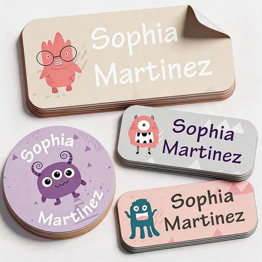 Waterproof Custom Name Stickers (135 Labels) - Personalized Daycare Labels for Clothing, Water Bottles, Lunch Boxes & School Supplies - Ideal for Camp & Daycare - No-Iron (B0GTFH6BQC)