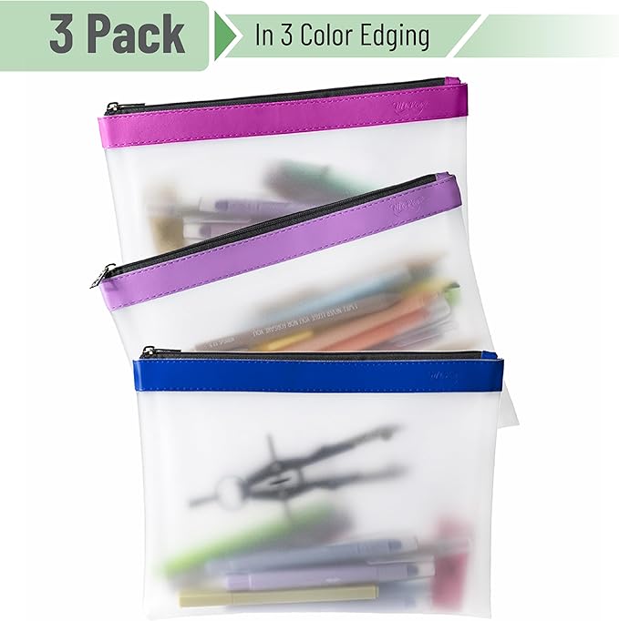 Mr. Pen- Clear Pencil Pouch, 9" x 6.88", 3 Pack, Durable TPU Material, Large Water-Resistant Pencil Bags with Smooth Zipper, Multipurpose Clear Pouch for Stationery, School, Office, Travel Supplies