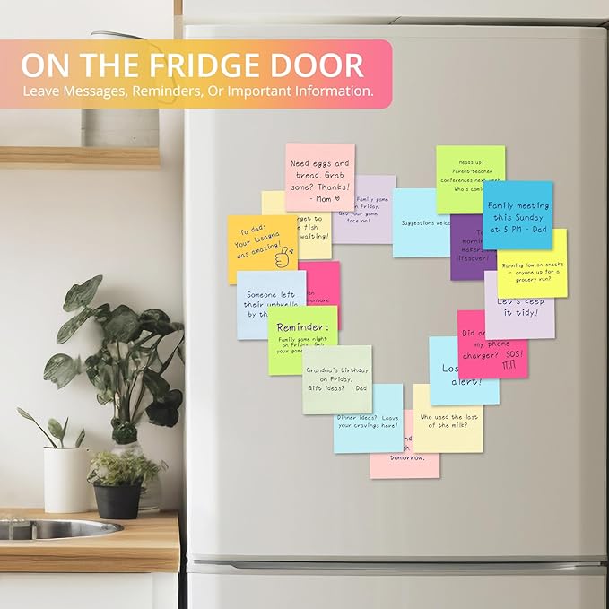 Sticky Notes, 72 Pads, 3x3 Inches Self-Stick Note Pads, Perfect for Office, Study, and Daily Life Organization - Bright