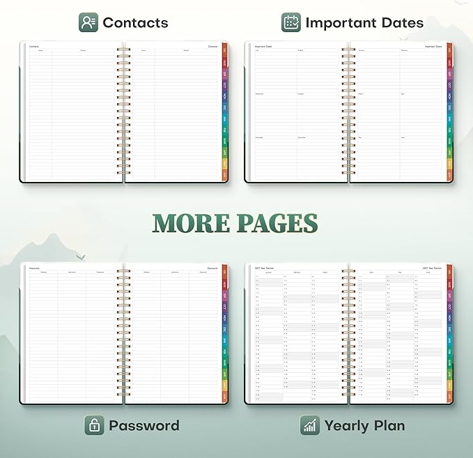 Planner 2026-2027 Monthly and Weekly Academic Planner July 2026 - June 2027, Hardcover Calendar 2026-2027 Agenda Daily Planner for Student Teacher School Office Supplies, 7.4" x 10.2", Green Mount