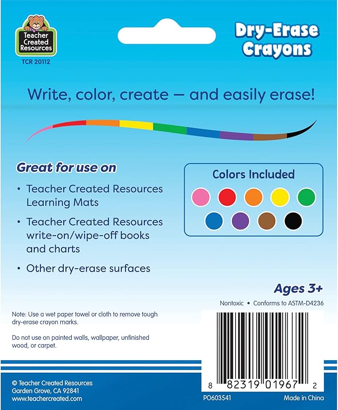 Teacher Created Resources Colorful Dry-Erase Crayons (TCR20112)